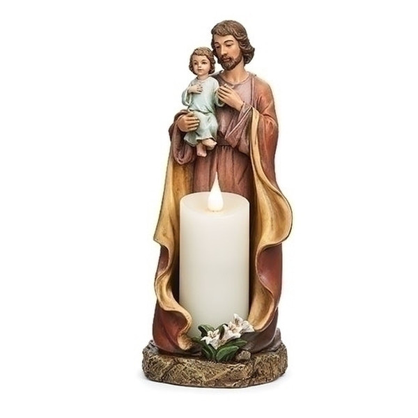 Saint Joseph and Child Candle Holder Statue